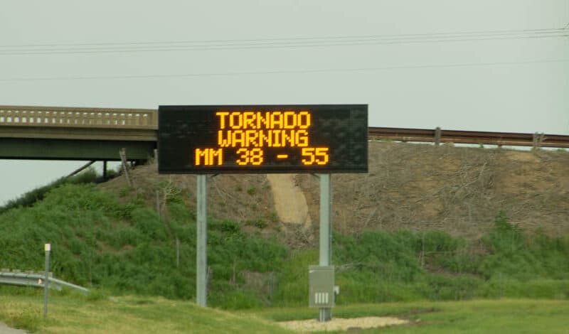 Tornado Warning on I-35 in Kansas