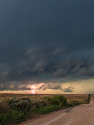 Lightning on a back road in Texas