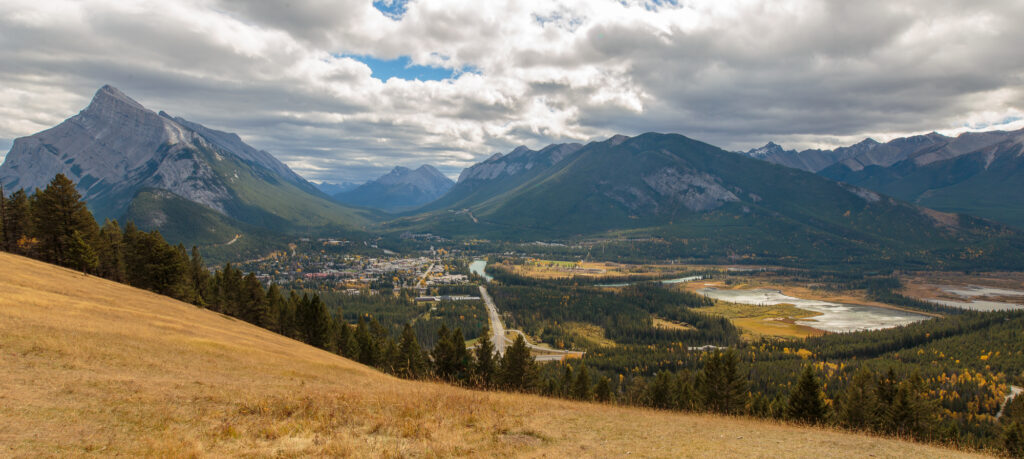 Overlooking the city of Banff in Banff National Park, Alberta, Canada