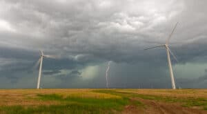 Windmills with Lightning in Texas