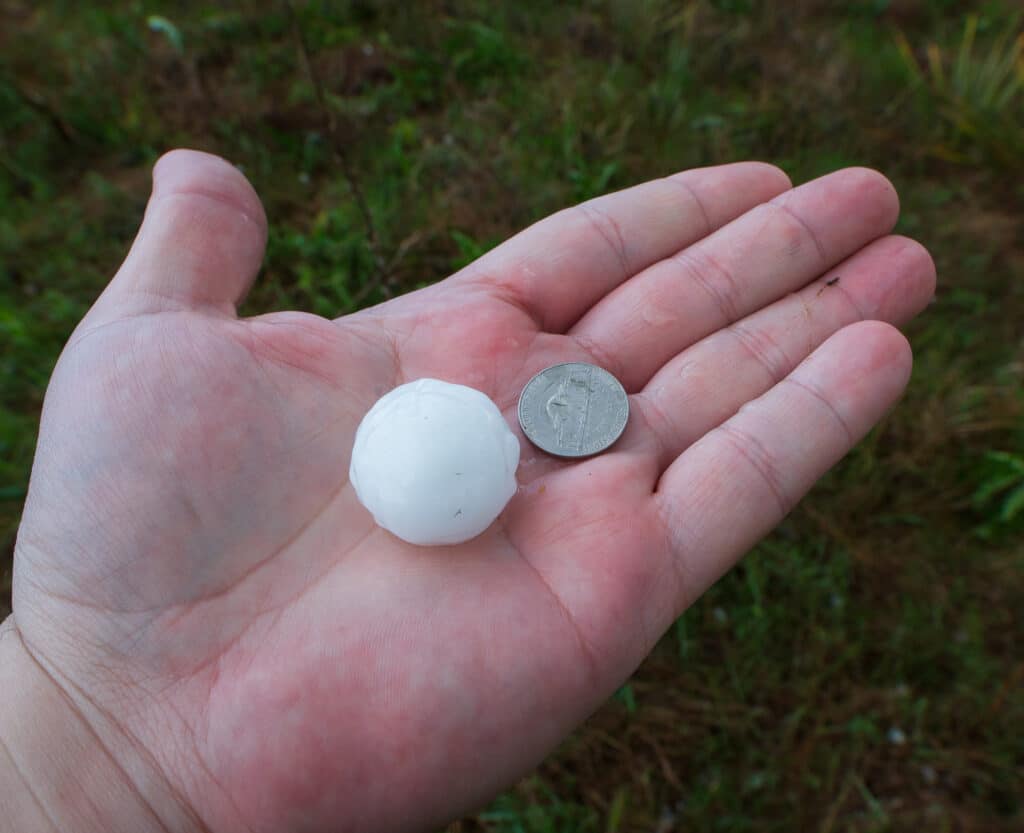 Hail slightly bigger than a Nickel along US287