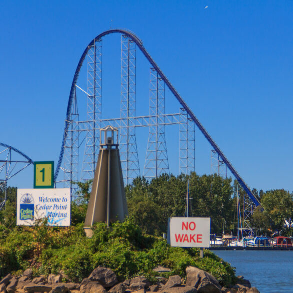 Millennium Force from outside the marina