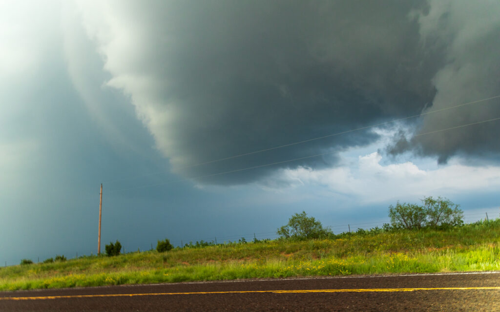 North side of the mesocyclone. Big hail started falling