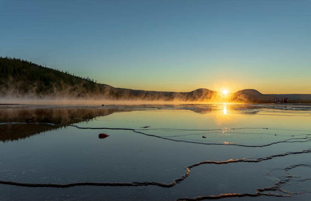 Sunset over the Grand Prismatic Spring